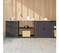 Virtuves Glabāšanas Komplekts Ar Plauktu 3 Pcs Melna Tērauds Vidaxl 8721288822574