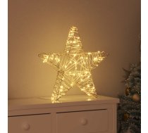 3D Zvaigzne Su 50 Led Silti Balta 55 X 52.5 X 9 Cm Rotangpalma Vidaxl 8721359355260
