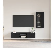 Tv Skapīšu Komplekts Ar Plauktu Florin Melna Inženierijas Koks Vidaxl 8721359476408
