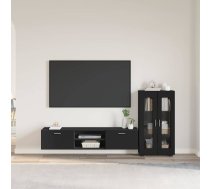 Tv Skapīšu Komplekts Ar Plauktu Florin Melna Inženierijas Koks Vidaxl 8721359476507