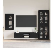 Tv Skapīšu Komplekts Ar Plauktu Florin Melna Inženierijas Koks Vidaxl 8721359476606
