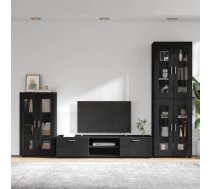Tv Skapīšu Komplekts Ar Plauktu Florin Melna Inženierijas Koks Vidaxl 8721359476705