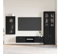 Tv Skapīšu Komplekts Ar Plauktu Florin Melna Inženierijas Koks Vidaxl 8721359476804