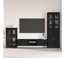 Tv Skapīšu Komplekts Ar Plauktu Florin Melna Inženierijas Koks Vidaxl 8721359476903