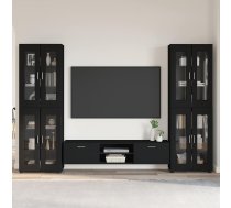 Tv Skapīšu Komplekts Ar Plauktu Florin Melna Inženierijas Koks Vidaxl 8721359477009
