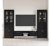 Tv Skapīšu Komplekts Ar Plauktu Florin Melna Inženierijas Koks Vidaxl 8721359477108