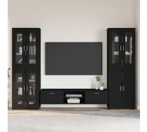 Tv Skapīšu Komplekts Ar Plauktu Florin Melna Inženierijas Koks Vidaxl 8721359477207