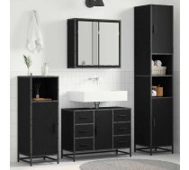 Vannas Istabas Mēbeļu Komplekts Ar Plauktu 4 Pcs Melns Ozolkoks Vidaxl 8721359479560