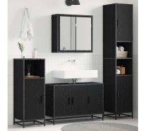 Vannas Istabas Mēbeļu Komplekts Ar Plauktu 4 Pcs Melns Ozolkoks Vidaxl 8721359479652