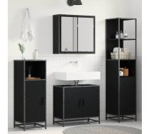 Vannas Istabas Mēbeļu Komplekts Ar Plauktu 3 Pcs Melns Ozolkoks Vidaxl 8721359479683