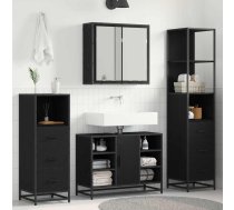 Vannas Istabas Mēbeļu Komplekts Ar Plauktu 4 Pcs Melns Ozolkoks Vidaxl 8721359479966