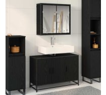 Vannas Istabas Mēbeļu Komplekts Ar Plauktu 2 Pcs Melns Ozolkoks Vidaxl 8721359479997