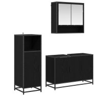 Vannas Istabas Mēbeļu Komplekts Ar Plauktu 3 Pcs Melns Ozolkoks Vidaxl 8721359480054