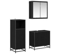 Vannas Istabas Mēbeļu Komplekts Ar Plauktu 3 Pcs Melns Ozolkoks Vidaxl 8721359480085
