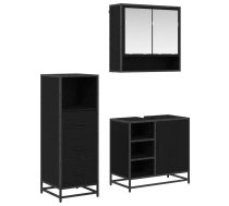 Vannas Istabas Mēbeļu Komplekts Ar Plauktu 3 Pcs Melns Ozolkoks Vidaxl 8721359480115