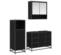 Vannas Istabas Mēbeļu Komplekts Ar Plauktu 3 Pcs Melns Ozolkoks Vidaxl 8721359480207