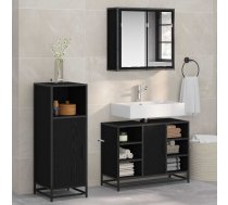 Vannas Istabas Mēbeļu Komplekts Ar Plauktu 3 Pcs Melns Ozolkoks Vidaxl 8721359480597
