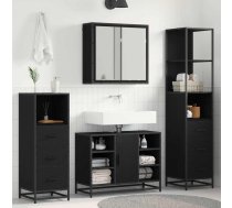 Vannas Istabas Mēbeļu Komplekts Ar Plauktu 3 Pcs Melns Ozolkoks Vidaxl 8721359480627
