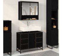 Vannas Istabas Mēbeļu Komplekts Ar Plauktu 2 Pcs Melns Ozolkoks Vidaxl 8721359480689