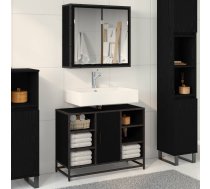Vannas Istabas Mēbeļu Komplekts Ar Plauktu 2 Pcs Melns Ozolkoks Vidaxl 8721359481013
