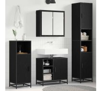 Vannas Istabas Mēbeļu Komplekts Ar Plauktu 4 Pcs Melns Ozolkoks Vidaxl 8721359481167