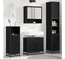 Vannas Istabas Mēbeļu Komplekts Ar Plauktu 4 Pcs Melns Ozolkoks Vidaxl 8721359481198