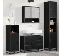 Vannas Istabas Mēbeļu Komplekts Ar Plauktu 3 Pcs Melns Ozolkoks Vidaxl 8721359481273