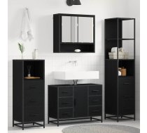 Vannas Istabas Mēbeļu Komplekts Ar Plauktu 3 Pcs Melns Ozolkoks Vidaxl 8721359481334