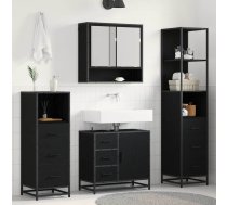 Vannas Istabas Mēbeļu Komplekts Ar Plauktu 4 Pcs Melns Ozolkoks Vidaxl 8721359481396