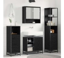 Vannas Istabas Mēbeļu Komplekts Ar Plauktu 3 Pcs Melns Ozolkoks Vidaxl 8721359481457