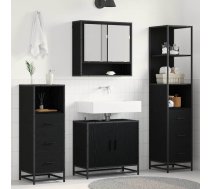 Vannas Istabas Mēbeļu Komplekts Ar Plauktu 4 Pcs Melns Ozolkoks Vidaxl 8721359481518