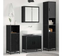 Vannas Istabas Mēbeļu Komplekts Ar Plauktu 3 Pcs Melns Ozolkoks Vidaxl 8721359481570