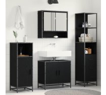 Vannas Istabas Mēbeļu Komplekts Ar Plauktu 3 Pcs Melns Ozolkoks Vidaxl 8721359481600