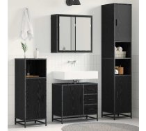 Vannas Istabas Mēbeļu Komplekts Ar Plauktu 3 Pcs Melns Ozolkoks Vidaxl 8721359481754