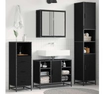 Vannas Istabas Mēbeļu Komplekts Ar Plauktu 3 Pcs Melns Ozolkoks Vidaxl 8721359481877