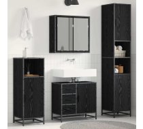 Vannas Istabas Mēbeļu Komplekts Ar Plauktu 4 Pcs Melns Ozolkoks Vidaxl 8721359481990