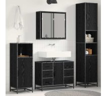 Vannas Istabas Mēbeļu Komplekts Ar Plauktu 3 Pcs Melns Ozolkoks Vidaxl 8721359482027