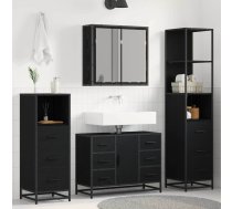 Vannas Istabas Mēbeļu Komplekts Ar Plauktu 4 Pcs Melns Ozolkoks Vidaxl 8721359482089