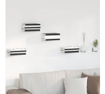 Sienas Plaukts Ar Plauktu 4 Pcs Melna 6 X 10.8 X 6.6 Cm Vidaxl 8721364534841