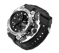 SANDA739 Watch Plate Chao Male Watch Male Student Fashion Trend Multi Functional Digital Waterproof Electronic Meter(Black And White)