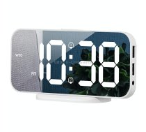 8821 LED Mirror Dual-purpose Snooze Alarm Clock (White)