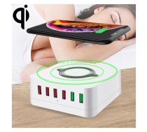 E6 7 In 1 Multi-function Wireless Charging Station USB Smart Socket Holder Stand