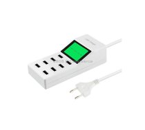 CDA6 5V (2.1A + 2.1A + 1A + 1A + 1A + 1A + 0.5A + 0.5A ) 8 USB Ports Superfast Charging USB Charger with Display Screen