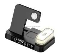 A37 30W 3-in-1 Wireless Charging Phone Stand with RGB Night Light & Alarm Clock & Watch Charger For Apple Function(Black)