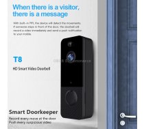 T8 720P Wireless Wifi Remote Video Doorbell Intercom Infrared Night Vision AI Recognition Doorbell, Spec: 1800 mAh