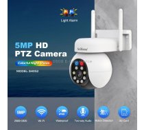SriHome SH052B Wifi 5MP Wireless PTZ IP AI Auto Tracking Sound&Light Alarm Starlight Color Night Vision Outdoors Surveillance Camera, Plug: UK
