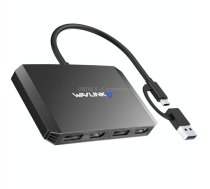 WAVLINK WL-UG69DH2 Dual Monitor USB+Type-C to Dual 4K HD DisplayPort Adapter Splitter(Black)