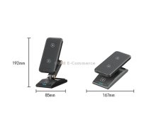 3-In-1 15W Portable Folding Desktop Stand Mobile Phone Wireless Charger(Black)