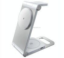 iFORCE T9 15W 3 in 1 Desktop Foldable Multi-Function Stand Magsafe Wireless Charger (White)