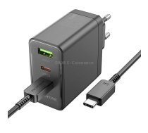 BOROFONE BN12 PD65W Type-C + QC3.0 USB + Dual Type-C Charger with 1m Type-C Cable, EU Plug(Black)